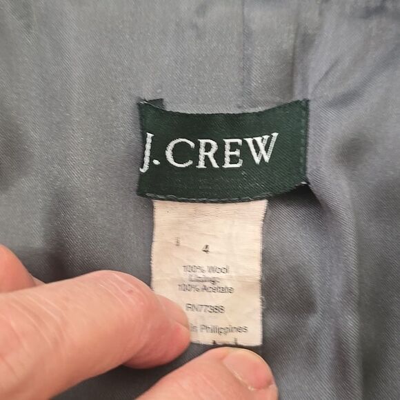 J.Crew Black Ruffle Front Pea Coat 4 - Picture 3 of 10